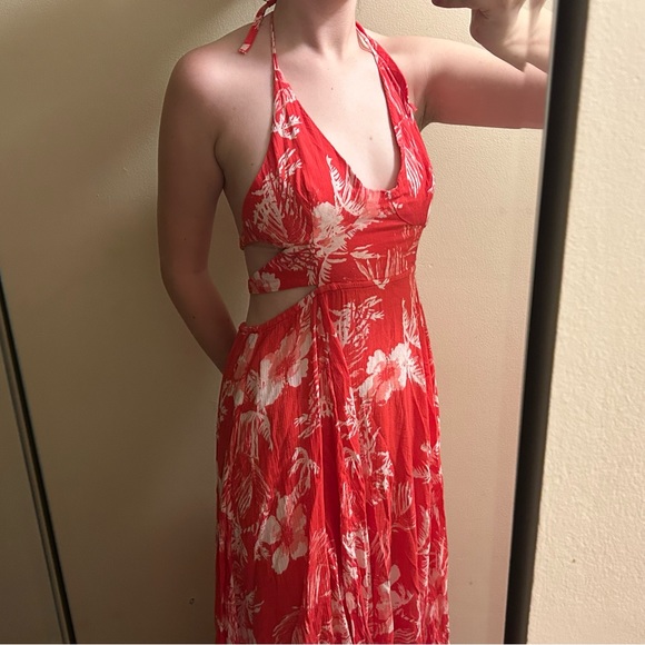 Free people raspberry lilies floral dress - Picture 1 of 9